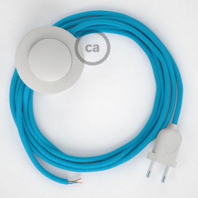 Cableado para lámpara de pie, cable RM11 Efecto Seda Celeste 3 m. Elige tu el color de la clavija y del interruptor!