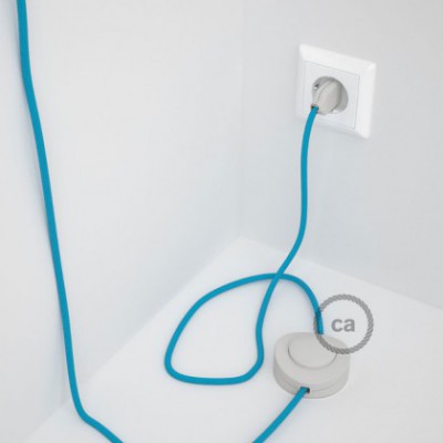 Cableado para lámpara de pie, cable RM11 Efecto Seda Celeste 3 m. Elige tu el color de la clavija y del interruptor!