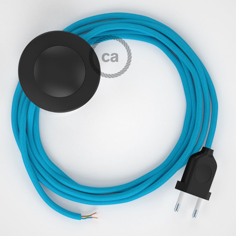 Cableado para lámpara de pie, cable RM11 Efecto Seda Celeste 3 m. Elige tu el color de la clavija y del interruptor!