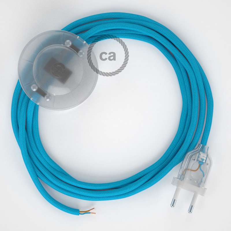 Cableado para lámpara de pie, cable RM11 Efecto Seda Celeste 3 m. Elige tu el color de la clavija y del interruptor!