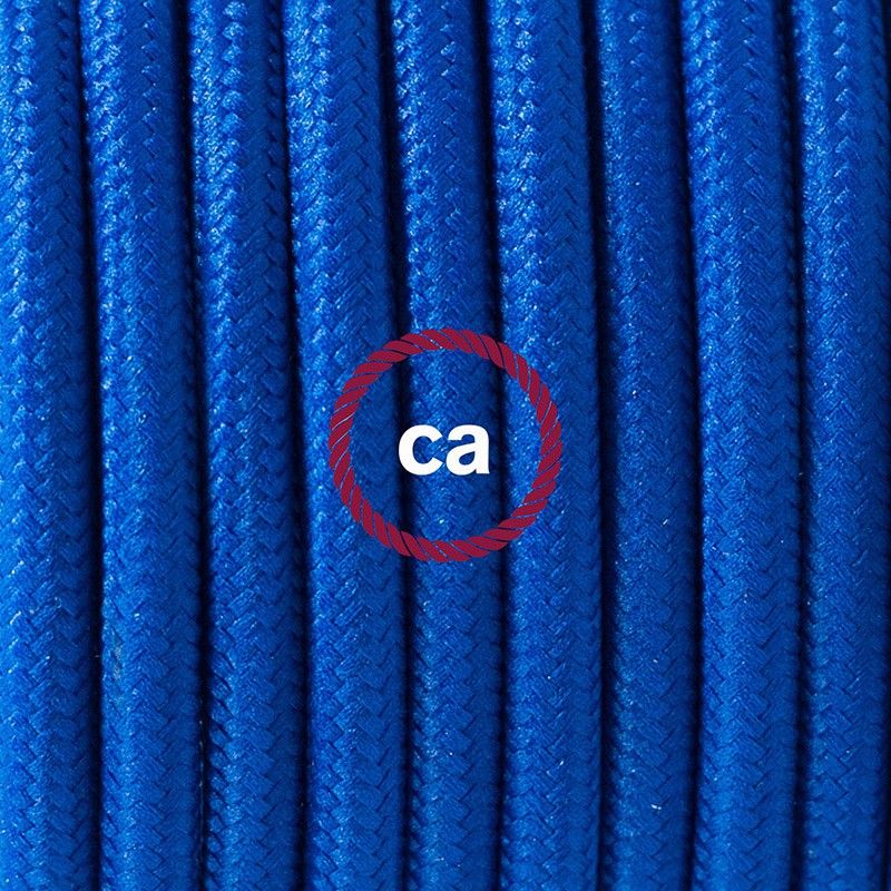 Cableado para lámpara de pie, cable RM12 Efecto Seda Azul 3 m. Elige tu el color de la clavija y del interruptor!