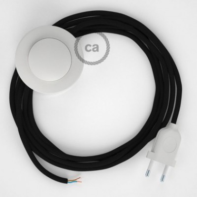 Cableado para lámpara de pie, cable RM04 Efecto Seda Negro 3 m. Elige tu el color de la clavija y del interruptor!