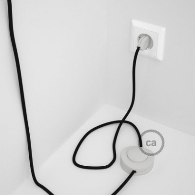 Cableado para lámpara de pie, cable RM04 Efecto Seda Negro 3 m. Elige tu el color de la clavija y del interruptor!