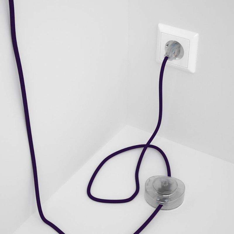 Cableado para lámpara de pie, cable RM14 Efecto Seda Púrpura 3 m. Elige tu el color de la clavija y del interruptor!