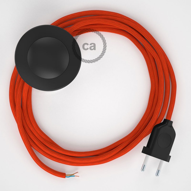 Cableado para lámpara de pie, cable RM15 Efecto Seda Naranja 3 m. Elige tu el color de la clavija y del interruptor!