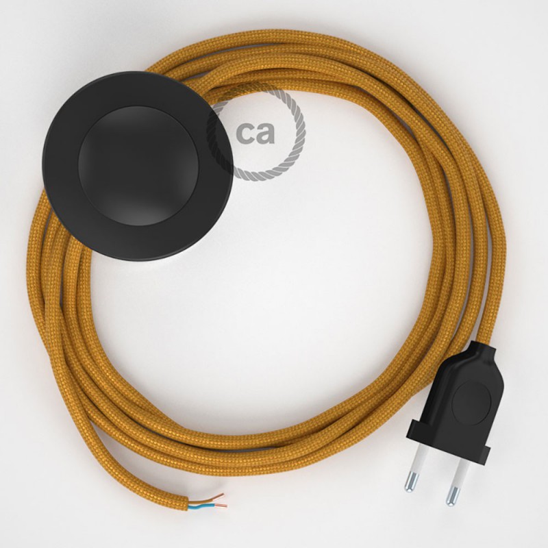 Cableado para lámpara de pie, cable RM05 Efecto Seda Dorado 3 m. Elige tu el color de la clavija y del interruptor!