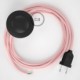 Cableado para lámpara de pie, cable RM16 Efecto Seda Rosa Bebé 3 m. Elige tu el color de la clavija y del interruptor!