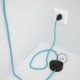 Cableado para lámpara de pie, cable RM17 Efecto Seda Celeste Bebé 3 m. Elige tu el color de la clavija y del interruptor!