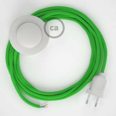 Cableado para lámpara de pie, cable RM18 Efecto Seda Verde Lima 3 m. Elige tu el color de la clavija y del interruptor!