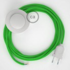 Cableado para lámpara de pie, cable RM18 Efecto Seda Verde Lima 3 m. Elige tu el color de la clavija y del interruptor!