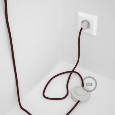 Cableado para lámpara de pie, cable RM19 Efecto Seda Burdeos 3 m. Elige tu el color de la clavija y del interruptor!