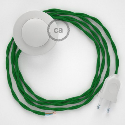 Cableado para lámpara de pie, cable TM06 Efecto Seda Verde 3 m. Elige tu el color de la clavija y del interruptor!