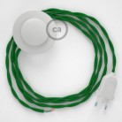 Cableado para lámpara de pie, cable TM06 Efecto Seda Verde 3 m. Elige tu el color de la clavija y del interruptor!