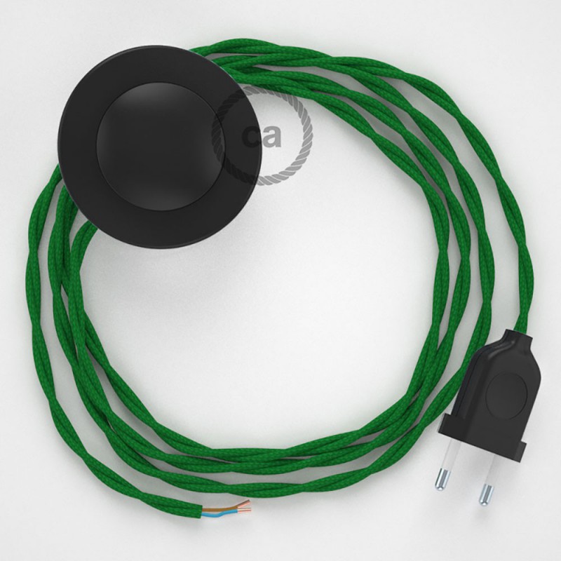 Cableado para lámpara de pie, cable TM06 Efecto Seda Verde 3 m. Elige tu el color de la clavija y del interruptor!