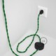 Cableado para lámpara de pie, cable TM06 Efecto Seda Verde 3 m. Elige tu el color de la clavija y del interruptor!