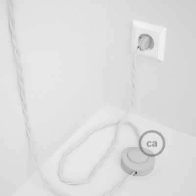 Cableado para lámpara de pie, cable TM01 Efecto Seda Blanco 3 m. Elige tu el color de la clavija y del interruptor!
