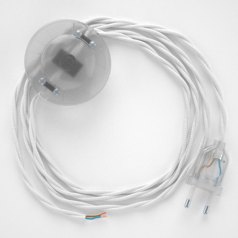 Cableado para lámpara de pie, cable TM01 Efecto Seda Blanco 3 m. Elige tu el color de la clavija y del interruptor!