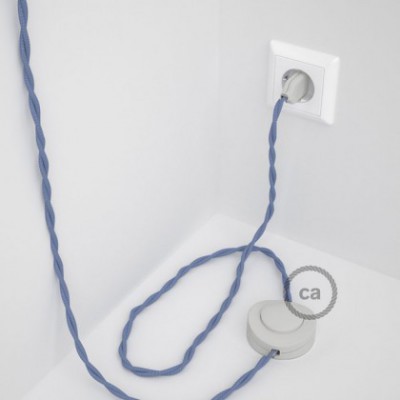 Cableado para lámpara de pie, cable TM07 Efecto Seda Lila 3 m. Elige tu el color de la clavija y del interruptor!