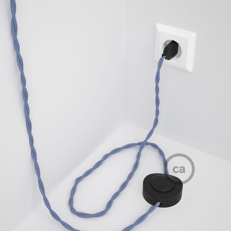 Cableado para lámpara de pie, cable TM07 Efecto Seda Lila 3 m. Elige tu el color de la clavija y del interruptor!