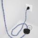 Cableado para lámpara de pie, cable TM07 Efecto Seda Lila 3 m. Elige tu el color de la clavija y del interruptor!