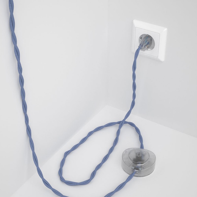 Cableado para lámpara de pie, cable TM07 Efecto Seda Lila 3 m. Elige tu el color de la clavija y del interruptor!