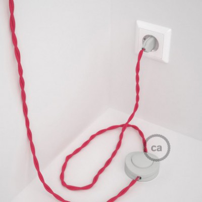 Cableado para lámpara de pie, cable TM08 Efecto Seda Fuchsia 3 m. Elige tu el color de la clavija y del interruptor!