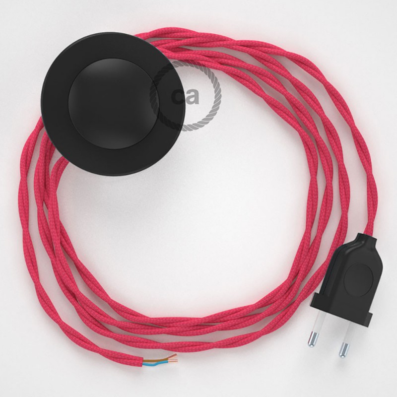 Cableado para lámpara de pie, cable TM08 Efecto Seda Fuchsia 3 m. Elige tu el color de la clavija y del interruptor!