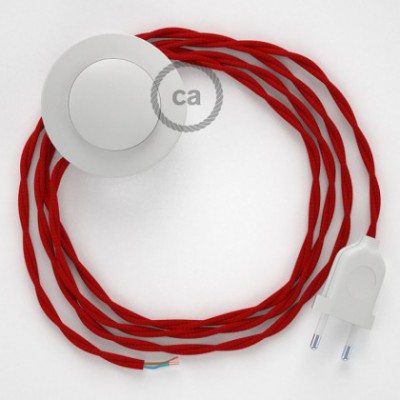 Cableado para lámpara de pie, cable TM09 Efecto Seda Rojo 3 m. Elige tu el color de la clavija y del interruptor!