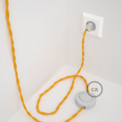 Cableado para lámpara de pie, cable TM10 Efecto Seda Amarillo 3 m. Elige tu el color de la clavija y del interruptor!