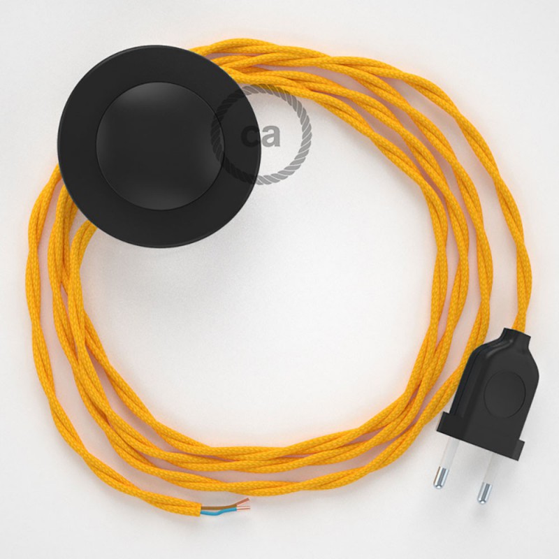Cableado para lámpara de pie, cable TM10 Efecto Seda Amarillo 3 m. Elige tu el color de la clavija y del interruptor!