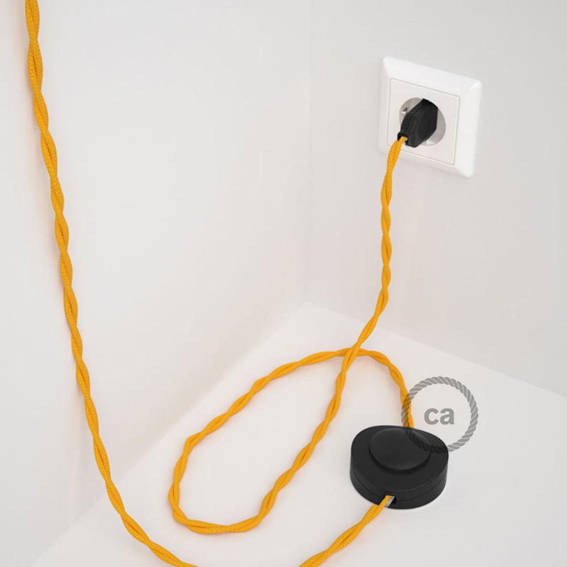 Cableado para lámpara de pie, cable TM10 Efecto Seda Amarillo 3 m. Elige tu el color de la clavija y del interruptor!