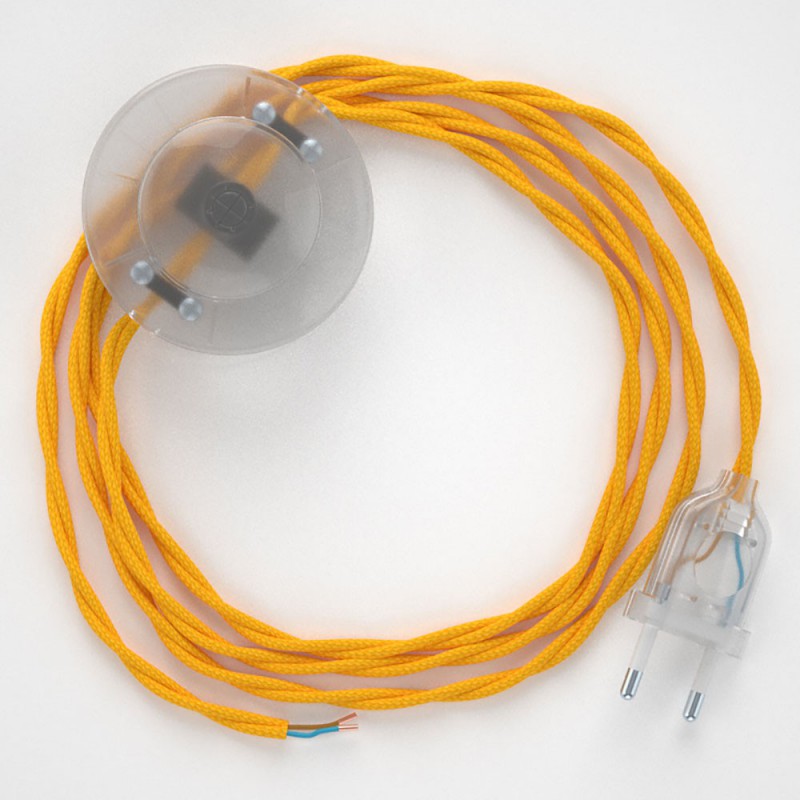 Cableado para lámpara de pie, cable TM10 Efecto Seda Amarillo 3 m. Elige tu el color de la clavija y del interruptor!