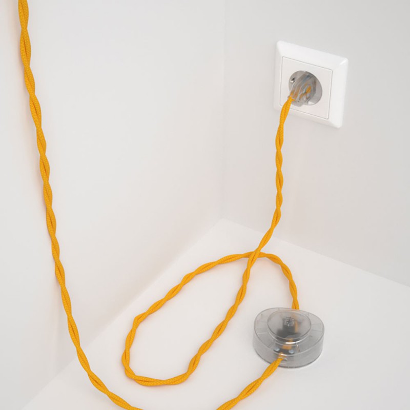 Cableado para lámpara de pie, cable TM10 Efecto Seda Amarillo 3 m. Elige tu el color de la clavija y del interruptor!