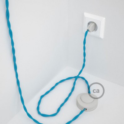Cableado para lámpara de pie, cable TM11 Efecto Seda Celeste 3 m. Elige tu el color de la clavija y del interruptor!