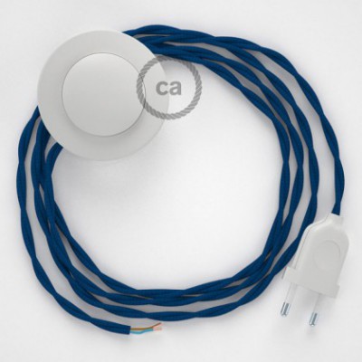 Cableado para lámpara de pie, cable TM12 Efecto Seda Azul 3 m. Elige tu el color de la clavija y del interruptor!