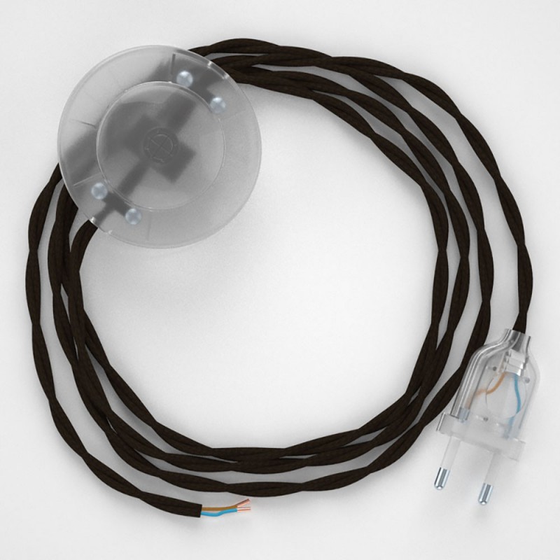 Cableado para lámpara de pie, cable TM13 Efecto Seda Marrón 3 m. Elige tu el color de la clavija y del interruptor!