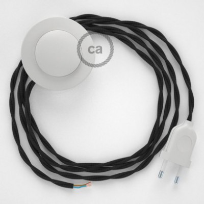 Cableado para lámpara de pie, cable TM04 Efecto Seda Negro 3 m. Elige tu el color de la clavija y del interruptor!