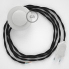Cableado para lámpara de pie, cable TM04 Efecto Seda Negro 3 m. Elige tu el color de la clavija y del interruptor!