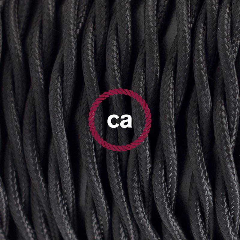 Cableado para lámpara de pie, cable TM04 Efecto Seda Negro 3 m. Elige tu el color de la clavija y del interruptor!