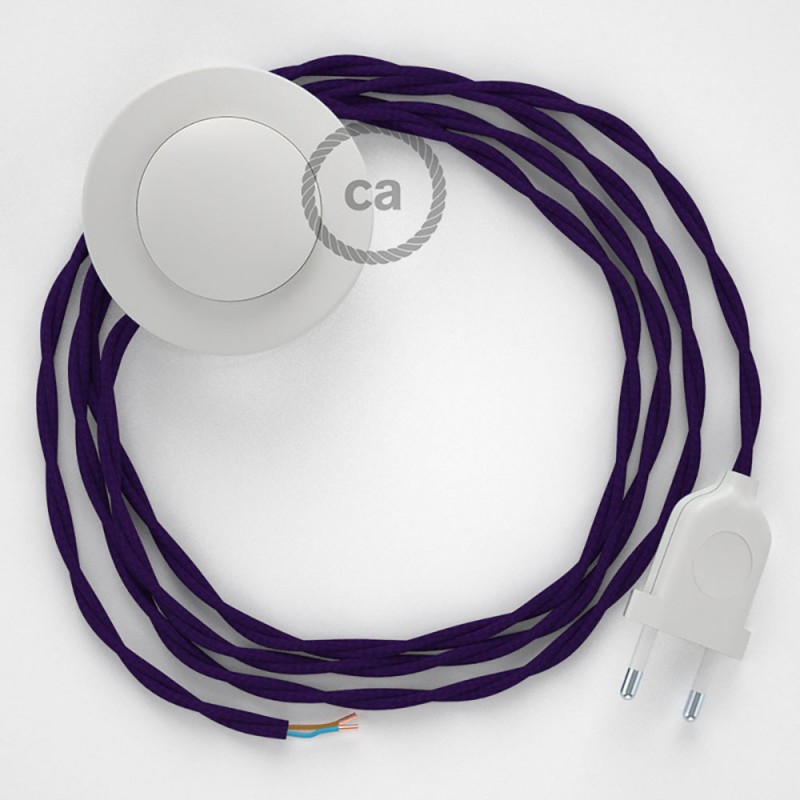 Cableado para lámpara de pie, cable TM14 Efecto Seda Púrpura 3 m. Elige tu el color de la clavija y del interruptor!