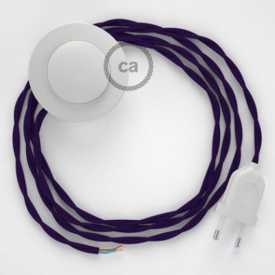Cableado para lámpara de pie, cable TM14 Efecto Seda Púrpura 3 m. Elige tu el color de la clavija y del interruptor!