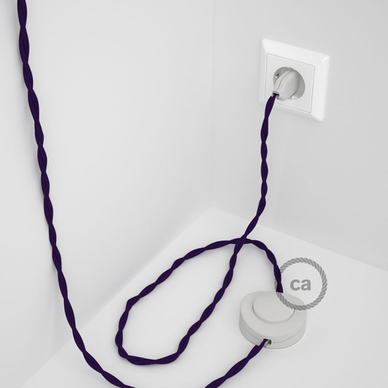 Cableado para lámpara de pie, cable TM14 Efecto Seda Púrpura 3 m. Elige tu el color de la clavija y del interruptor!