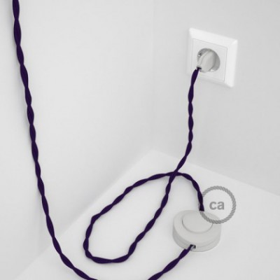 Cableado para lámpara de pie, cable TM14 Efecto Seda Púrpura 3 m. Elige tu el color de la clavija y del interruptor!