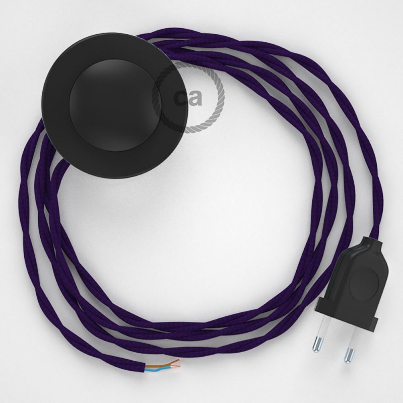 Cableado para lámpara de pie, cable TM14 Efecto Seda Púrpura 3 m. Elige tu el color de la clavija y del interruptor!