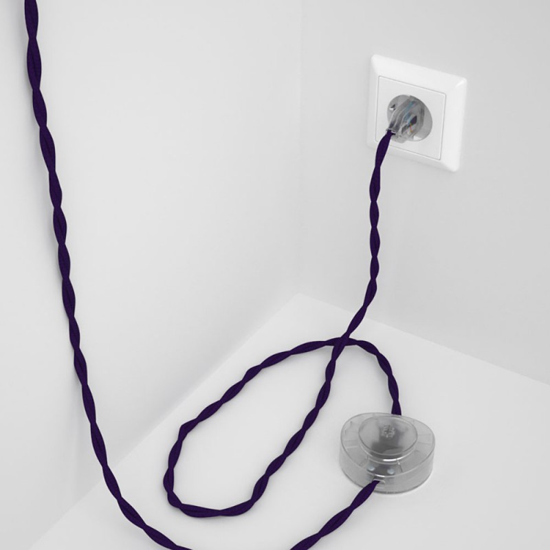 Cableado para lámpara de pie, cable TM14 Efecto Seda Púrpura 3 m. Elige tu el color de la clavija y del interruptor!