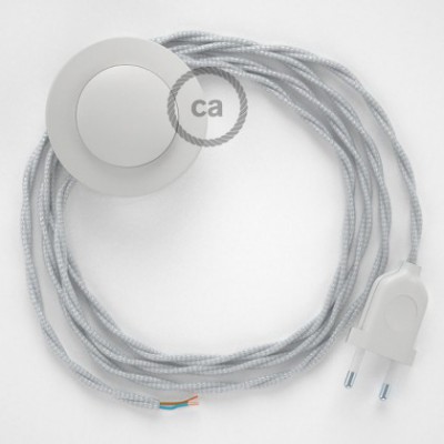Cableado para lámpara de pie, cable TM02 Efecto Seda Plateado 3 m. Elige tu el color de la clavija y del interruptor!