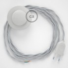 Cableado para lámpara de pie, cable TM02 Efecto Seda Plateado 3 m. Elige tu el color de la clavija y del interruptor!