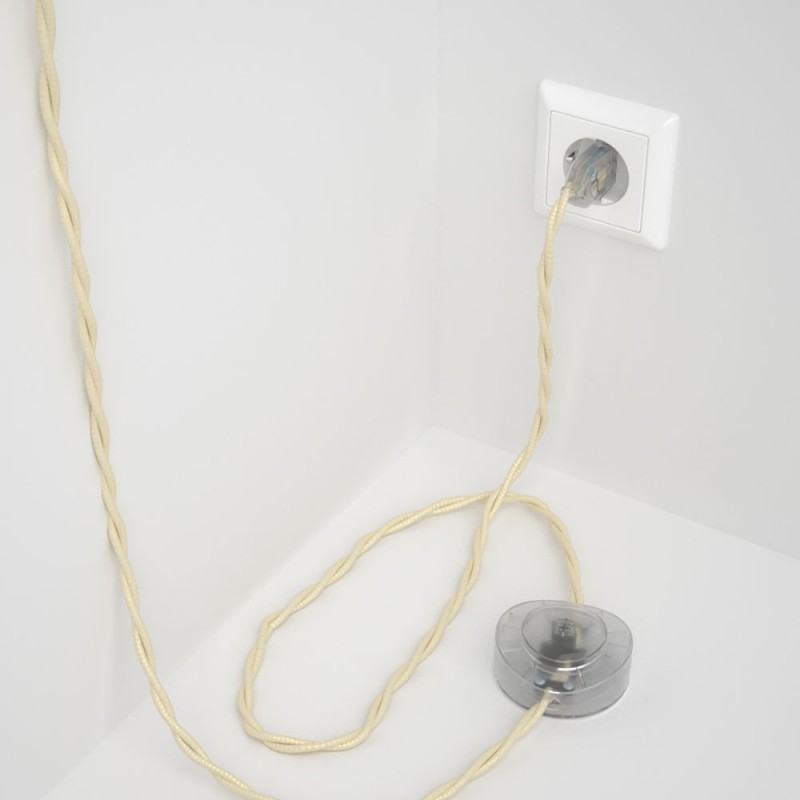 Cableado para lámpara de pie, cable TM00 Efecto Seda Marfil 3 m. Elige tu el color de la clavija y del interruptor!
