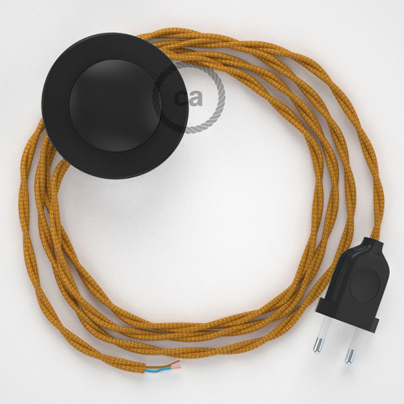 Cableado para lámpara de pie, cable TM05 Efecto Seda Dorado 3 m. Elige tu el color de la clavija y del interruptor!