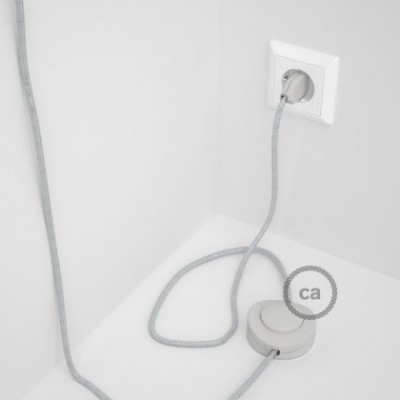Cableado para lámpara de pie, cable RL01 Efecto Seda Glitter Blanco 3 m. Elige tu el color de la clavija y del interruptor!